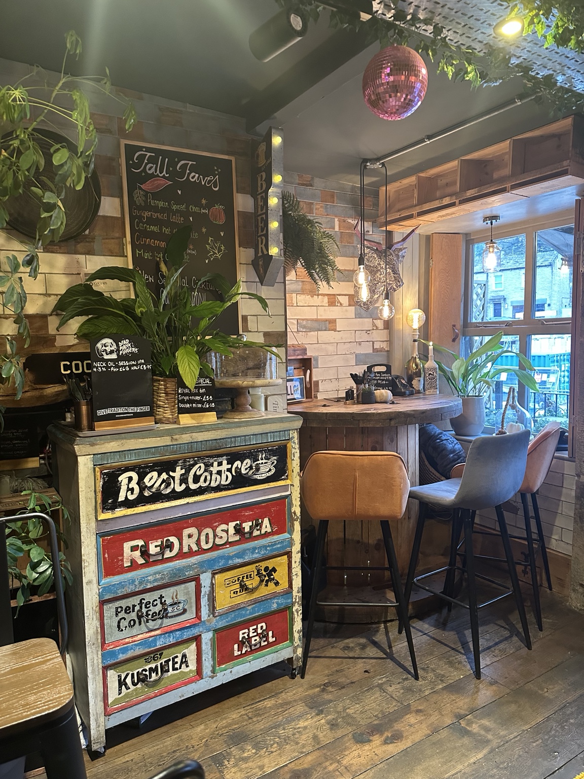 The quirky rustic interior of The Hideout